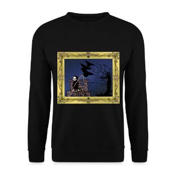 Horror Mittelalter Burg Festung Sensenmann Tod - Unisex Pullover - Schwarz - Vorne - Alina (178cm) & Michal (187cm)