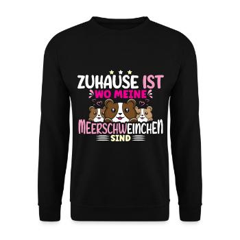 Zuhause ist wo meine Meerschweinchen sind - Unisex Pullover - Schwarz - Vorne - Alina (178cm) & Michal (187cm)