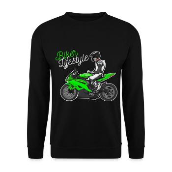 Motorcycle Lifestyle / Motorcycle / Motorcycle biker - Unisex Sweatshirt - black - Front - Alina (178cm) & Michal (187cm)