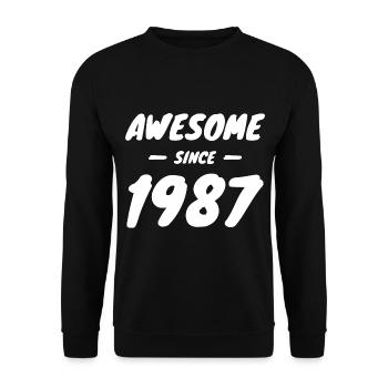 1987 Geburtsjahr Awesome Since 1987 Geschenkidee - Unisex Pullover - Schwarz - Vorne - Alina (178cm) & Michal (187cm)