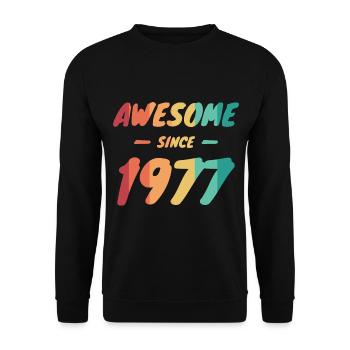 Awesome Since 1977 Geschenkidee Vintage - Unisex Pullover - Schwarz - Vorne - Alina (178cm) & Michal (187cm)