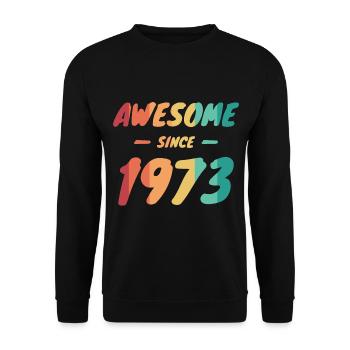 Awesome Since 1973 Geschenkidee Vintage - Unisex Pullover - Schwarz - Vorne - Alina (178cm) & Michal (187cm)