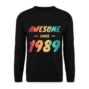 Awesome Since 1989 Geschenkidee Vintage - Unisex Pullover - Schwarz - Vorne - Alina (178cm) & Michal (187cm)