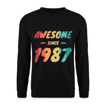 Awesome Since 1987 Geschenkidee Vintage - Unisex Pullover - Schwarz - Vorne - Alina (178cm) & Michal (187cm)