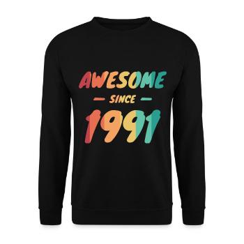 Awesome Since 1991 Gift Idea Vintage - Unisex Sweatshirt - black - Front - Alina (178cm) & Michal (187cm)