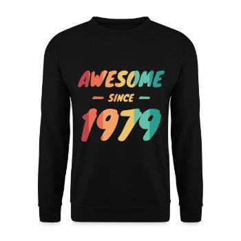 Awesome Since 1979 Geschenkidee Vintage - Unisex Pullover - Schwarz - Vorne - Alina (178cm) & Michal (187cm)