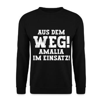 Amalia Lustiger Spruch Vorname Name Amalia - Unisex Pullover - Schwarz - Vorne - Alina (178cm) & Michal (187cm)
