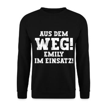 Emily Lustiger Spruch Vorname Name Emily - Unisex Pullover - Schwarz - Vorne - Alina (178cm) & Michal (187cm)