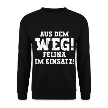 Felina Lustiger Spruch Vorname Name Felina - Unisex Pullover - Schwarz - Vorne - Alina (178cm) & Michal (187cm)
