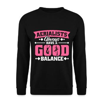 Aerial Silk / Aerial Yoga / Aerial Acrobatics Designs - Unisex Sweatshirt - black - Front - Alina (178cm) & Michal (187cm)