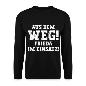 Frieda Lustiger Spruch Vorname Name Frieda - Unisex Pullover - Schwarz - Vorne - Alina (178cm) & Michal (187cm)