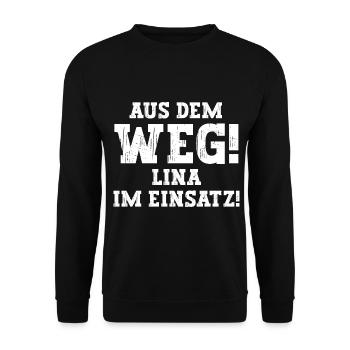 Lina Lustiger Spruch Vorname Name Lina - Unisex Pullover - Schwarz - Vorne - Alina (178cm) & Michal (187cm)