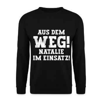 Natalie Lustiger Spruch Vorname Name Natalie - Unisex Pullover - Schwarz - Vorne - Alina (178cm) & Michal (187cm)