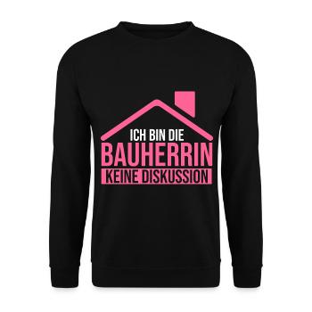 Bauherrin - Unisex Pullover - Schwarz - Vorne - Alina (178cm) & Michal (187cm)