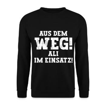 Ali Lustiger Spruch Vorname Name Ali - Unisex Pullover - Schwarz - Vorne - Alina (178cm) & Michal (187cm)