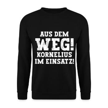 Kornelius Lustiger Spruch Vorname Name Kornelius - Unisex Pullover - Schwarz - Vorne - Alina (178cm) & Michal (187cm)