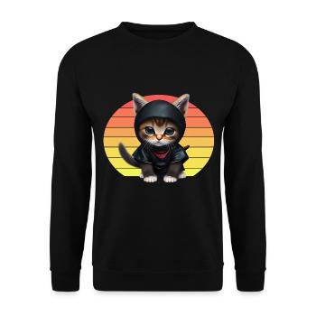 Ninja Cat Sunset - Unisex Sweatshirt - black - Front - Alina (178cm) & Michal (187cm)