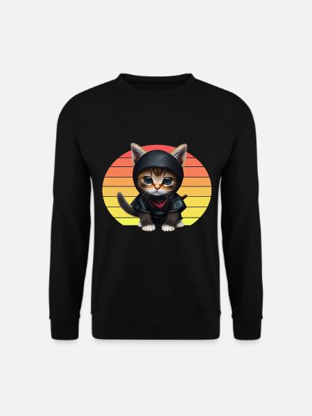 Ninja Cat Sunset - Unisex Sweatshirt - black