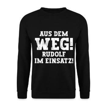 Rudolf Lustiger Spruch Vorname Name Rudolf - Unisex Pullover - Schwarz - Vorne - Alina (178cm) & Michal (187cm)