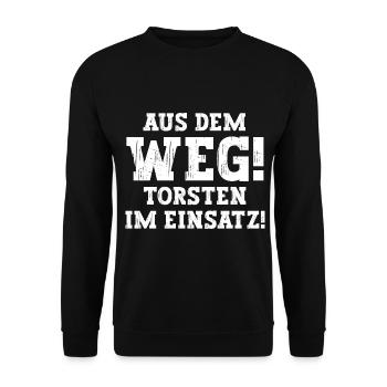 Torsten Lustiger Spruch Vorname Name Torsten - Unisex Pullover - Schwarz - Vorne - Alina (178cm) & Michal (187cm)