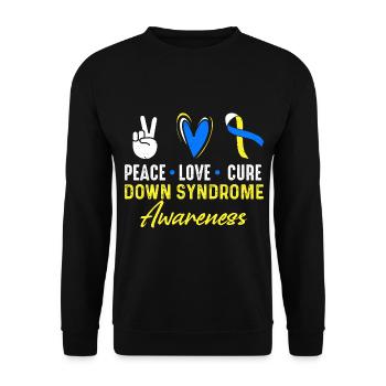 Peace Love Healing Down Syndrome Consciousness - Unisex Sweatshirt - black - Front - Alina (178cm) & Michal (187cm)