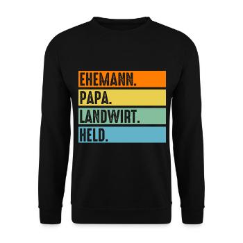 Papa Vater Landwirtschaft Bauer Landwirt - Unisex Pullover - Schwarz - Vorne - Alina (178cm) & Michal (187cm)