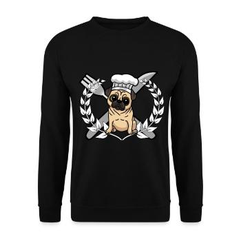 Pug Dog Cuisine Cuisine Chef Gastronomique - Sweat-shirt Unisexe - noir - Devant - Alina (178cm) & Michal (187cm)