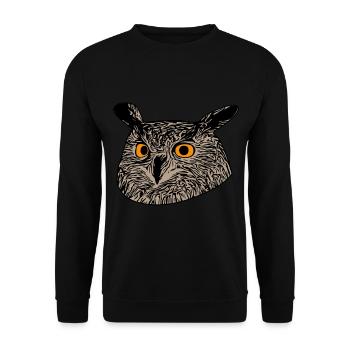 Owl Animal Face Owl Animal Motif Bird Bird Motif - Unisex Sweatshirt - black - Front - Alina (178cm) & Michal (187cm)