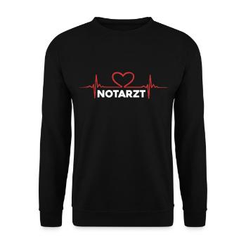 Notarzt Sanitäter Rettungsdienst Heartbeat Design - Unisex Pullover - Schwarz - Vorne - Alina (178cm) & Michal (187cm)