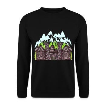 Mittelalter Ritter Burg Festung Schloss Märchen - Unisex Pullover - Schwarz - Vorne - Alina (178cm) & Michal (187cm)