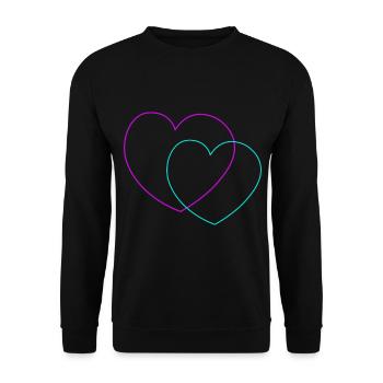 Herz Herzen Liebe Partner Partnerschaft Paar - Unisex Pullover - Schwarz - Vorne - Alina (178cm) & Michal (187cm)