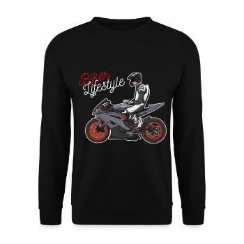 Motorcycle Lifestyle / Motorcycle / Motorcycle biker - Unisex Sweatshirt - black - Front - Alina (178cm) & Michal (187cm)