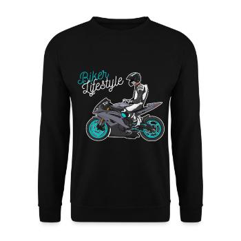 Motorcycle Lifestyle / Motorcycle / Motorcycle biker - Unisex Sweatshirt - black - Front - Alina (178cm) & Michal (187cm)