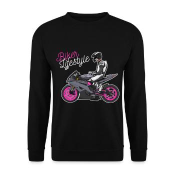 Motorcycle Lifestyle / Motorcycle / Motorcycle biker - Unisex Sweatshirt - black - Front - Alina (178cm) & Michal (187cm)