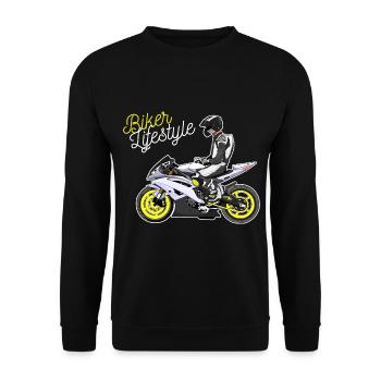 Moto Lifestyle / Moto / Moto motard - Sweat-shirt Unisexe - noir - Devant - Alina (178cm) & Michal (187cm)