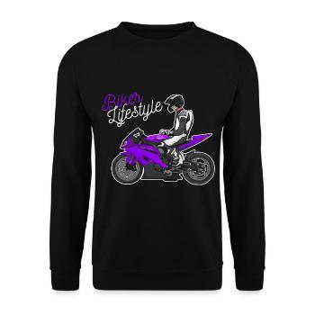 Motorcycle Lifestyle / Motorcycle / Motorcycle biker - Unisex Sweatshirt - black - Front - Alina (178cm) & Michal (187cm)