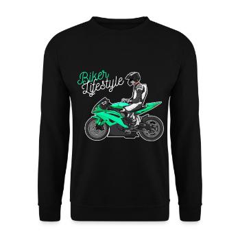 Motorcycle Lifestyle / Motorcycle / Motorcycle biker - Unisex Sweatshirt - black - Front - Alina (178cm) & Michal (187cm)