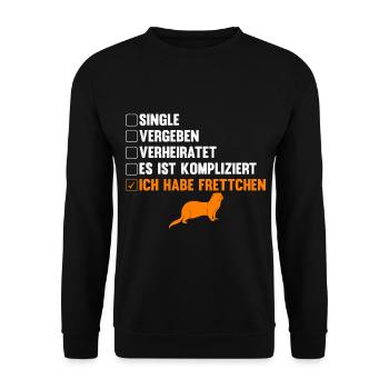 Es ist kompliziert ich habe Frettchen - Unisex Pullover - Schwarz - Vorne - Alina (178cm) & Michal (187cm)