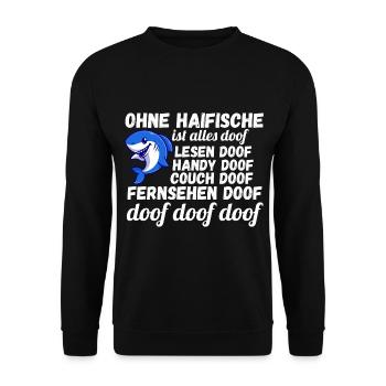Fische Haifisch - Unisex Pullover - Schwarz - Vorne - Alina (178cm) & Michal (187cm)