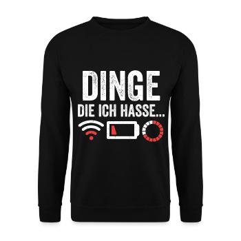Dinge die ich hasse - Unisex Pullover - Schwarz - Vorne - Alina (178cm) & Michal (187cm)