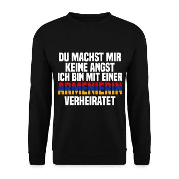 Du machst mir Keine Angst ich bin mit einer Armeni - Unisex Pullover - Schwarz - Vorne - Alina (178cm) & Michal (187cm)