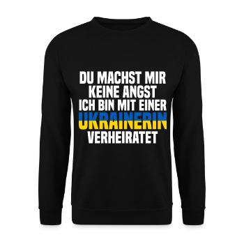Du machst mir Keine Angst ich bin mit einer Ukrain - Unisex Pullover - Schwarz - Vorne - Alina (178cm) & Michal (187cm)