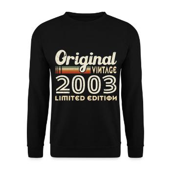 Original 2003 Vintage Geburtstagsgeschenk - Unisex Pullover - Schwarz - Vorne - Alina (178cm) & Michal (187cm)
