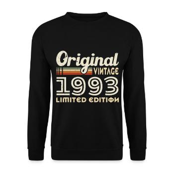 Original 1993 Vintage Geburtstagsgeschenk - Unisex Pullover - Schwarz - Vorne - Alina (178cm) & Michal (187cm)
