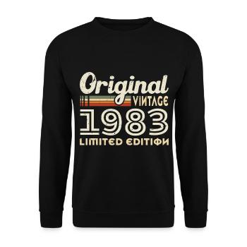 Original 1983 Vintage Geburtstagsgeschenk - Unisex Pullover - Schwarz - Vorne - Alina (178cm) & Michal (187cm)