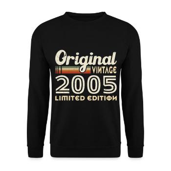 Original 2005 Vintage Geburtstagsgeschenk - Unisex Pullover - Schwarz - Vorne - Alina (178cm) & Michal (187cm)