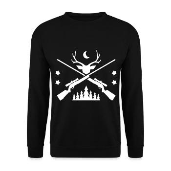 Hirschgeweih Wald - Unisex Pullover - Schwarz - Vorne - Alina (178cm) & Michal (187cm)