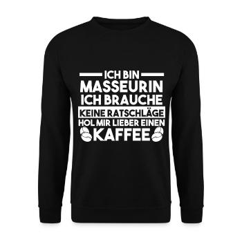 Physiotherapeutin Massage Masseurin - Unisex Pullover - Schwarz - Vorne - Alina (178cm) & Michal (187cm)