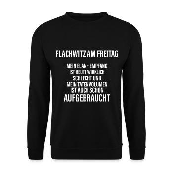 Flachwitz am Freitag - Unisex Pullover - Schwarz - Vorne - Alina (178cm) & Michal (187cm)