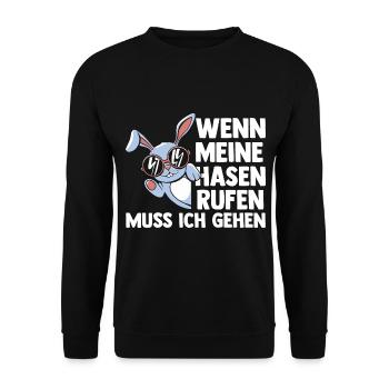 Kaninchen Hase - Unisex Pullover - Schwarz - Vorne - Alina (178cm) & Michal (187cm)